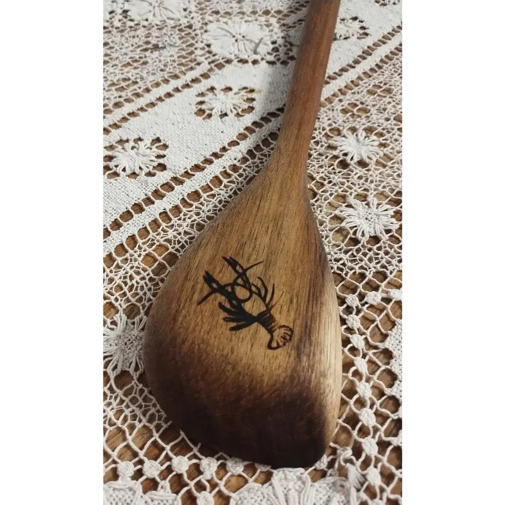 Large Wooden Spoon Decorative Painted Handle Wood Burned Crawfish Kitchen Decor